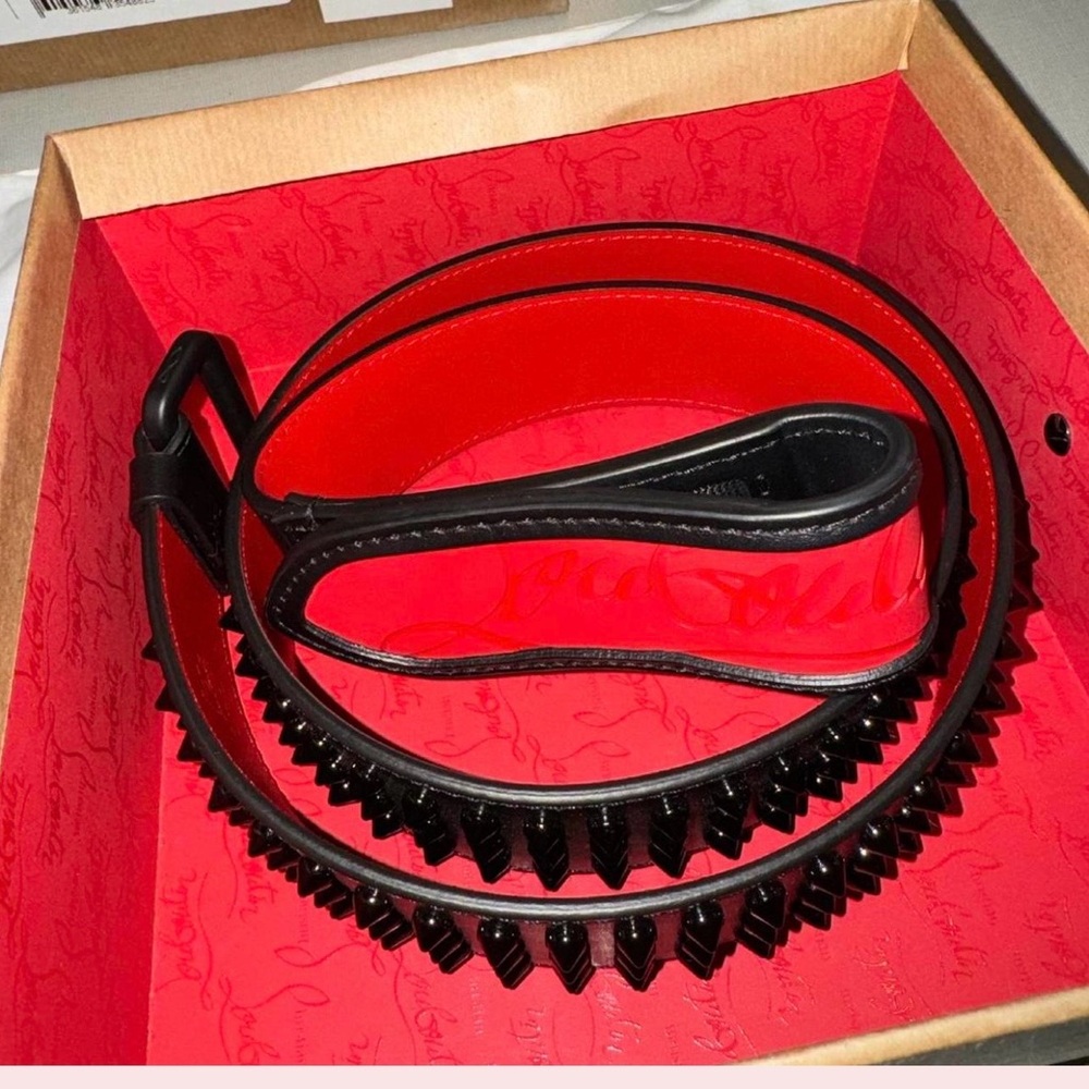 Christian Louboutin Black and Red Spiked Belt